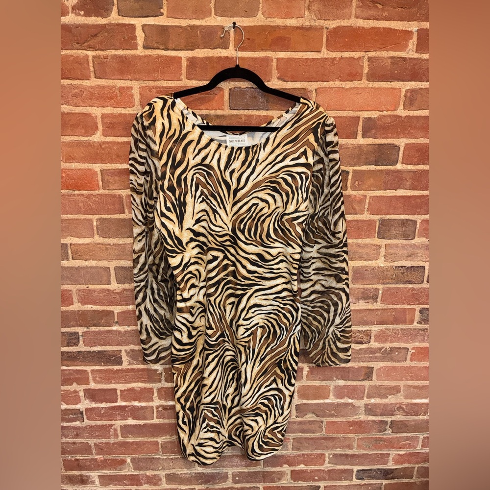 Zebra Print Long Sleeve Dress